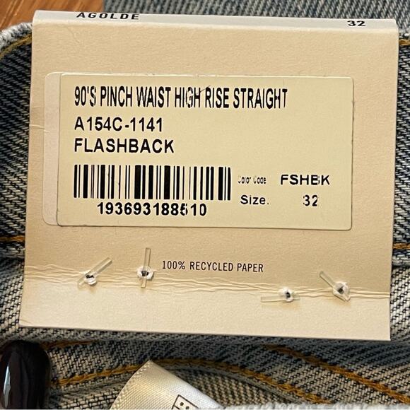 AGOLDE 90s Pinch Waist Flashback High Rise Straight Leg Light Wash 32 NWT - Picture 9 of 15
